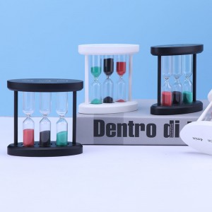 3 i 1 timglasglasglas sand timer för kök matlagning europeisk kreativ trä metall roterande timglas timer